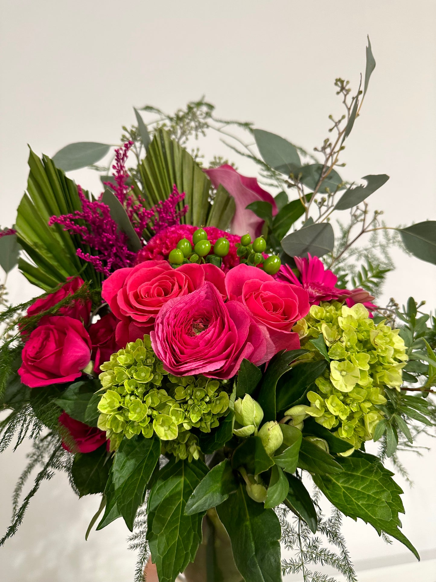 Fuchsia & Green Vase Arrangement