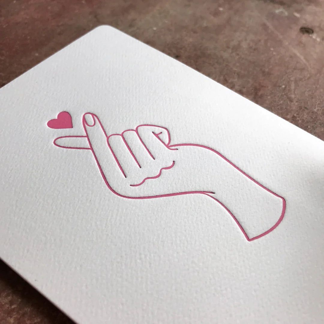 Finger Heart Letterpressed Card