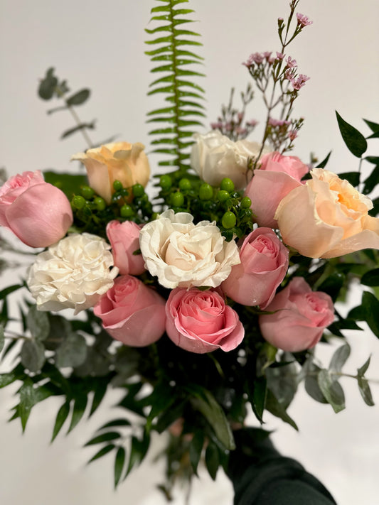 Dozen Pink & Blush Premium Rose Bouquet