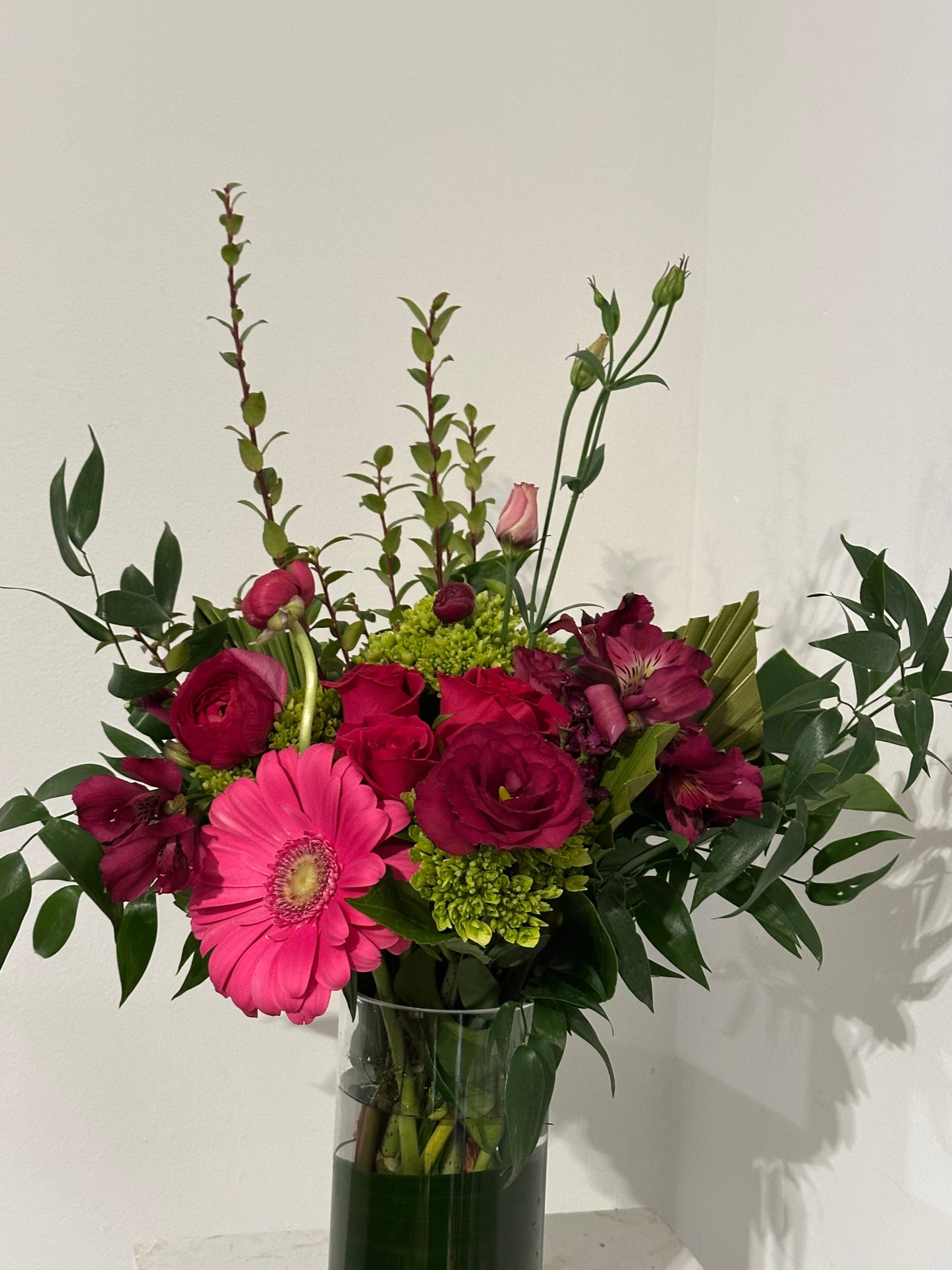 Hot Pink & Sage Green Vase Arrangement