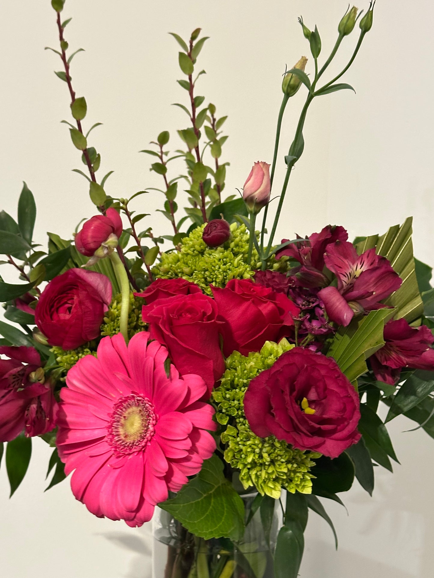 Hot Pink & Sage Green Vase Arrangement