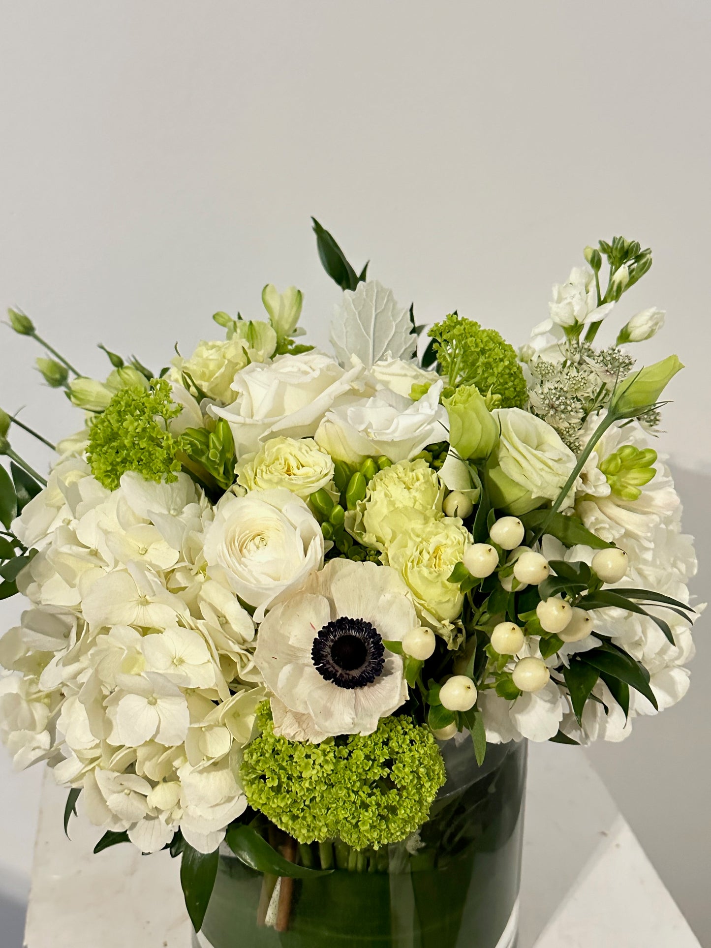 White & Green Centerpiece for Mom