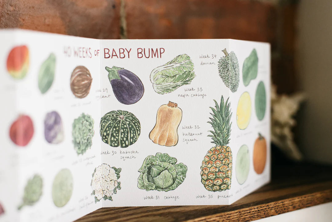 40 Weeks of Baby Bump Accordion Card