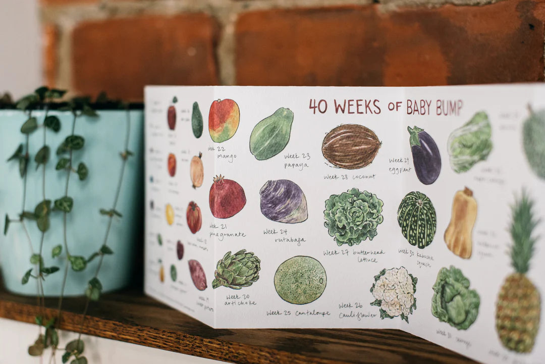 40 Weeks of Baby Bump Accordion Card