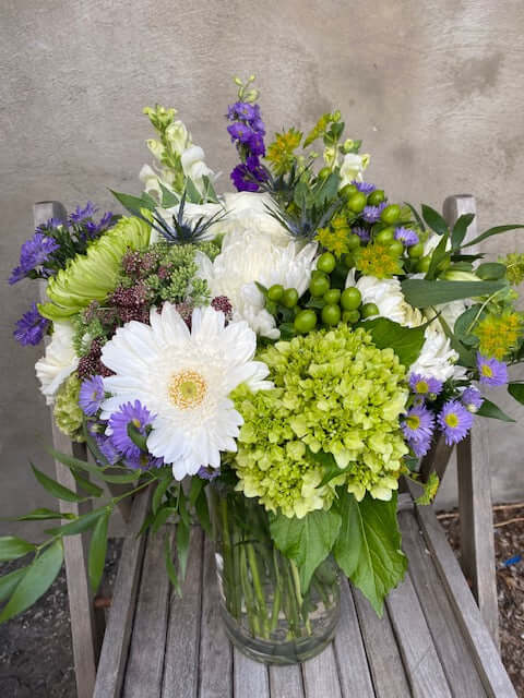 Purple & Green Vase Arrangement, by Lou-Lou's Flower Truck