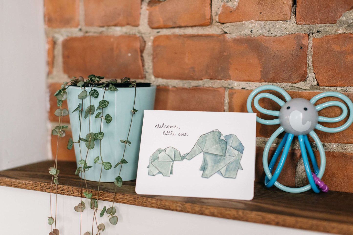 "Welcome, Little One" Origami Elephants Card by Gotamago, by Lou-Lou's Flower Truck