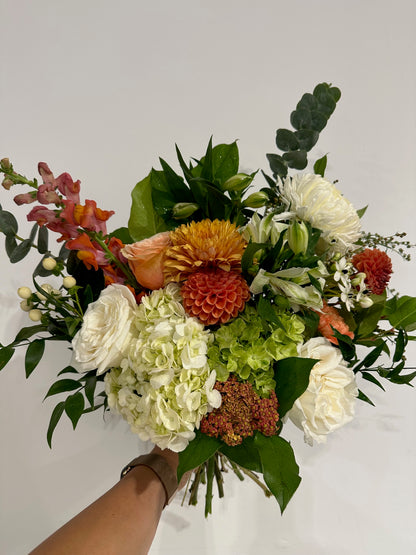 White, Green & A Touch of Orange Bouquet