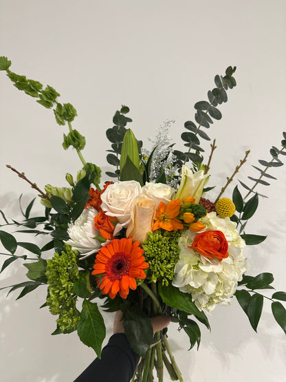 White, Green & A Touch of Orange Bouquet