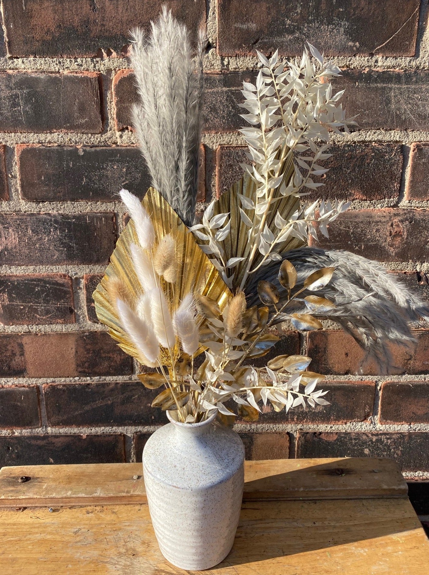 Gold & Neutral Dried Budvase Arrangement, by Lou-Lou's Flower Truck