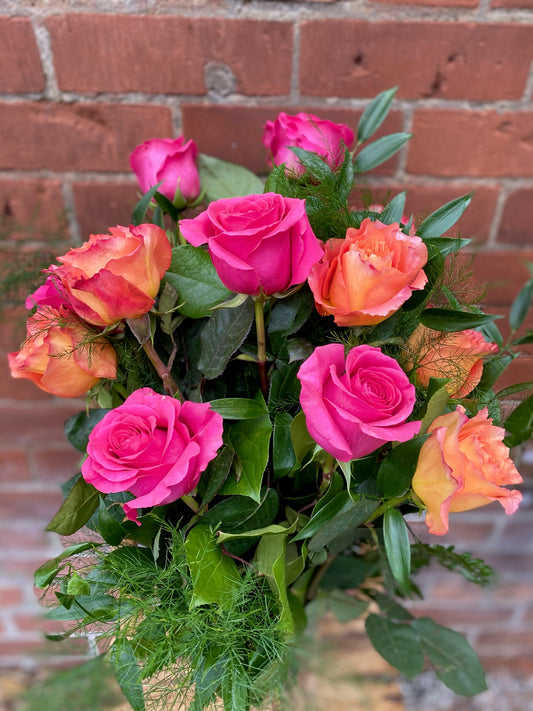 Bright & Vibrant Premium 12-Rose Bouquet, by Lou-Lou's Flower Truck