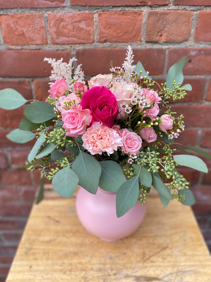 Sweet Mama in Large Coral Raawii Strøm Vase, by Lou-Lou's Flower Truck