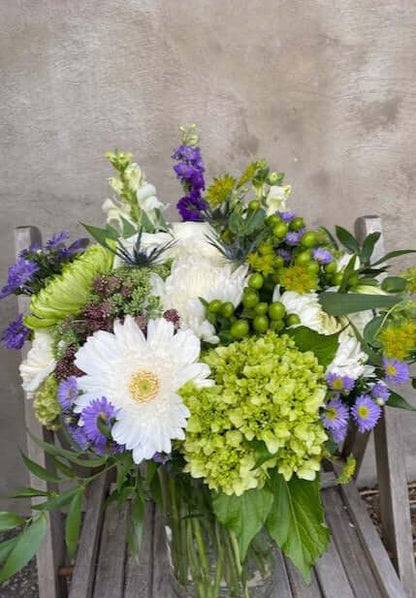 Purple & Green Vase Arrangement, by Lou-Lou's Flower Truck