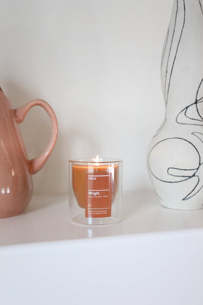 YIELD Wright Candle in Double Wall Glass, by Lou-Lou's Flower Truck