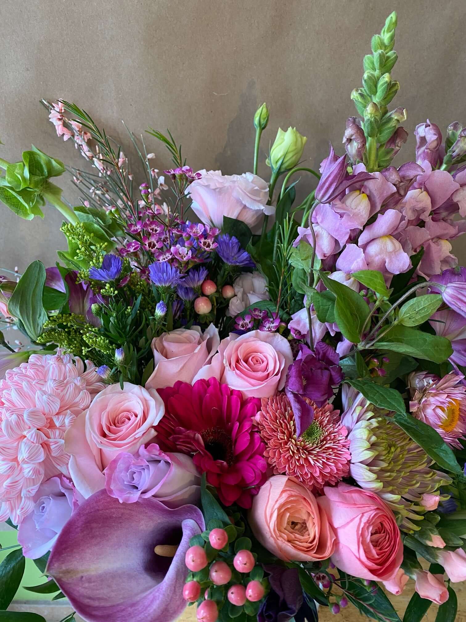 Pink & Purple Wild Mama Bouquet, by Lou-Lou's Flower Truck