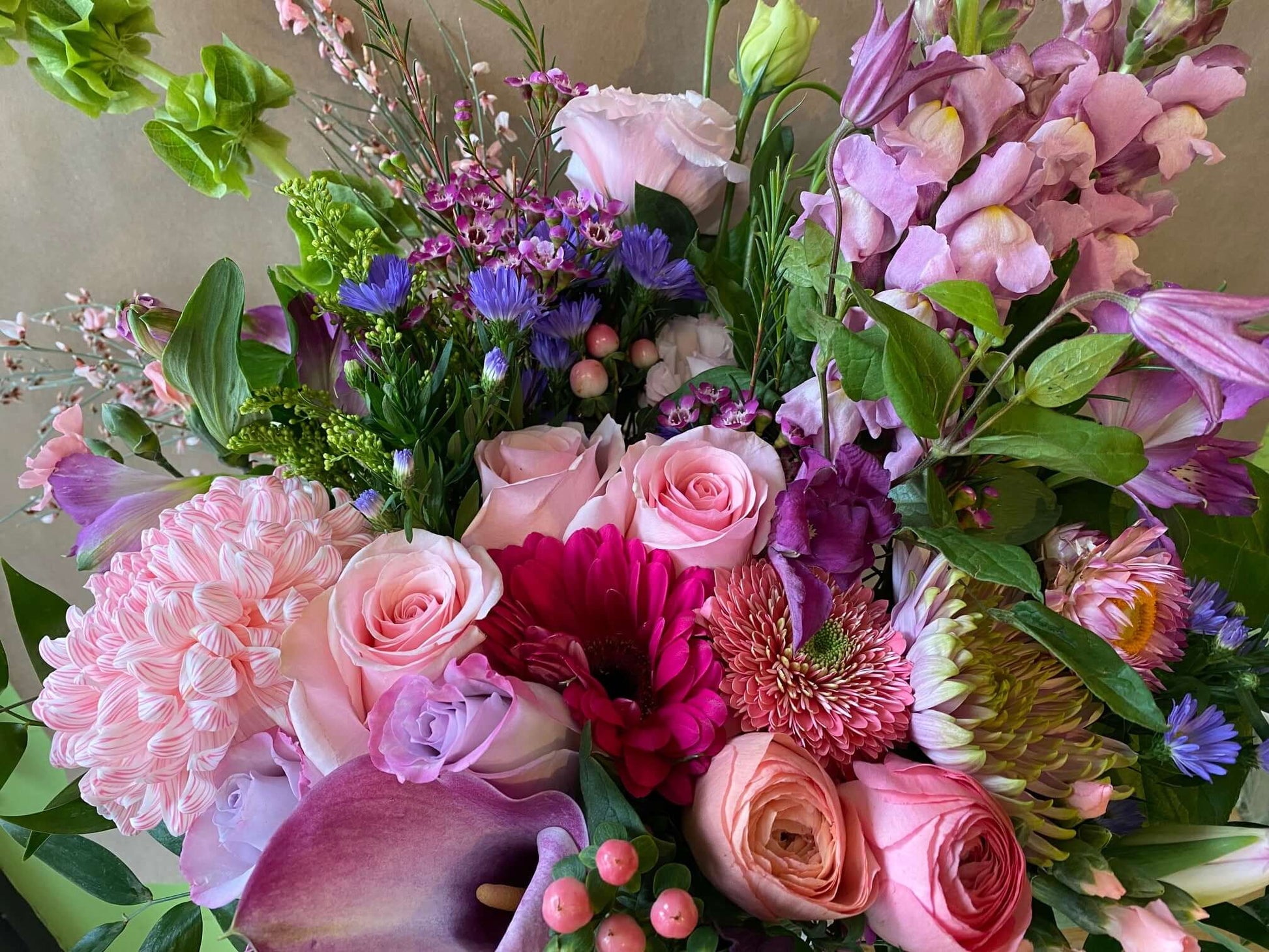 Pink & Purple Wild Mama Bouquet, by Lou-Lou's Flower Truck