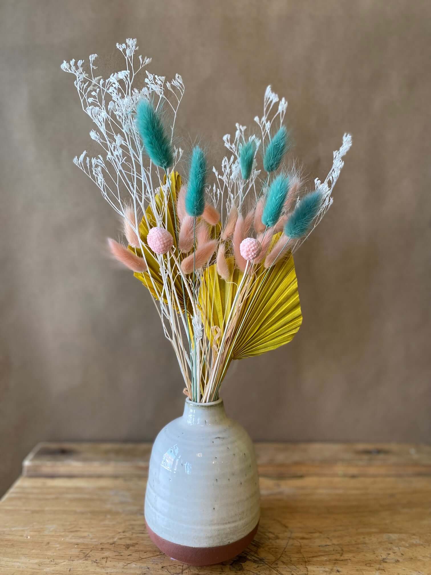 Colourful Spring Dried Arrangement in Bud Vase, by Lou-Lou's Flower Truck