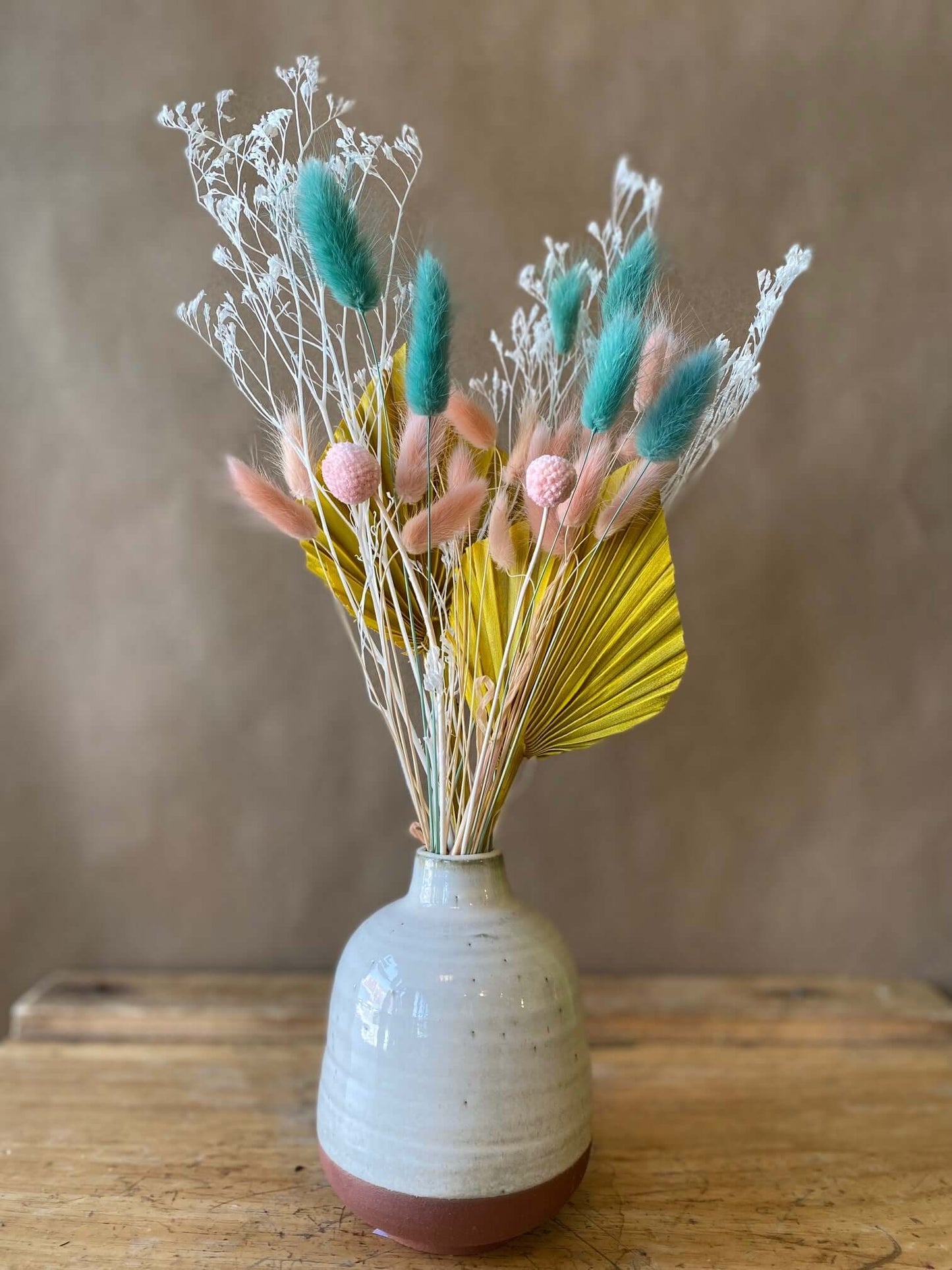 Colourful Spring Dried Arrangement in Bud Vase, by Lou-Lou's Flower Truck