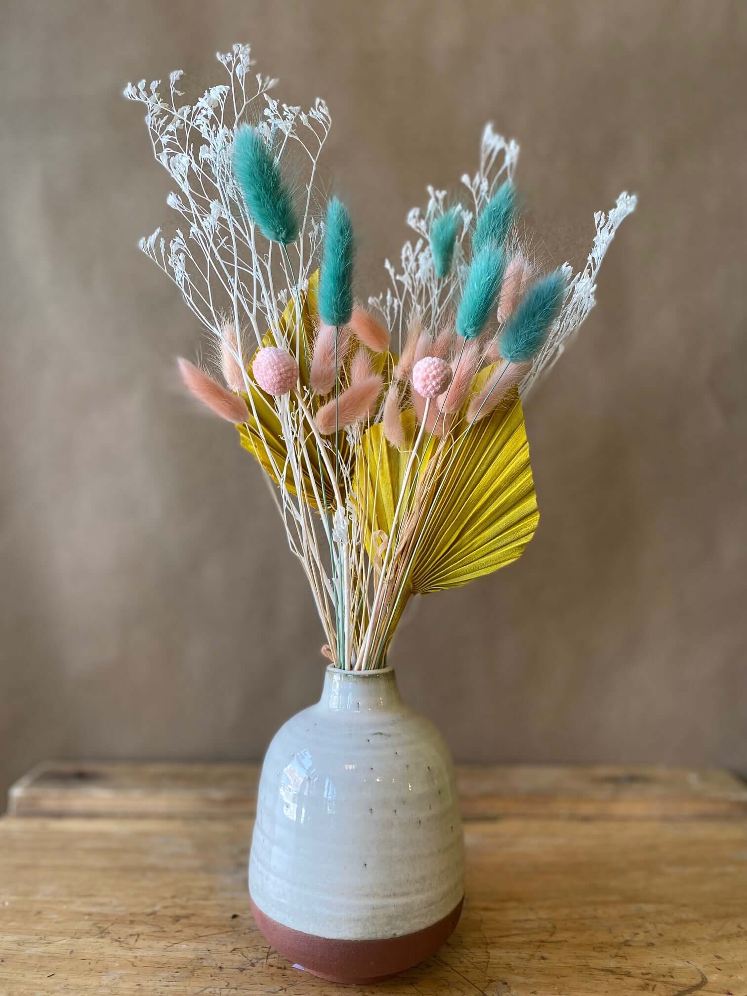 Colourful Spring Dried Arrangement in Bud Vase, by Lou-Lou's Flower Truck