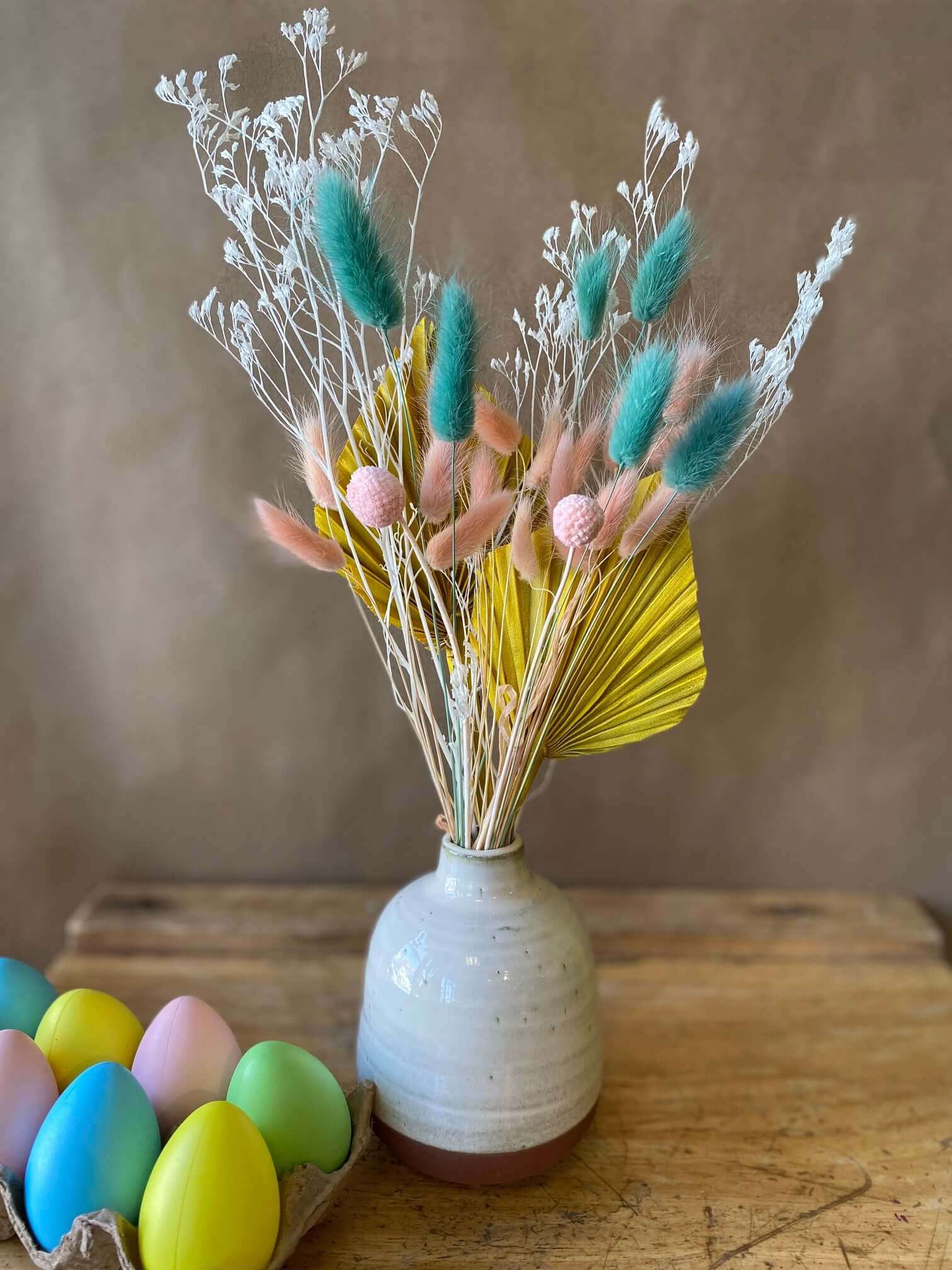 Colourful Spring Dried Arrangement in Bud Vase, by Lou-Lou's Flower Truck