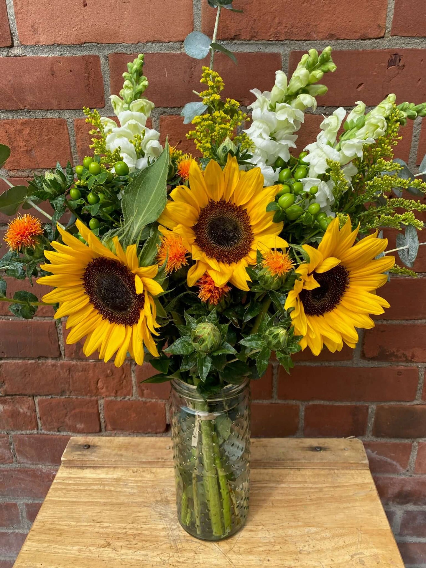 Green, White, and Yellow Wild Vase Arrangement, by Lou-Lou's Flower Truck