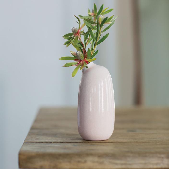 Dried White Ruscus in Kinto SACCO Porcelain Vase (Pink), by Lou-Lou's Flower Truck